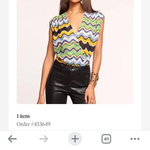 Ramy Brook Blue and Yellow Chevron Blouse